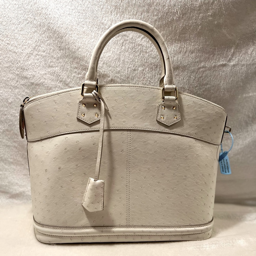 Louis Vuitton Ostrich Lock It White leather Handbag AS3098117